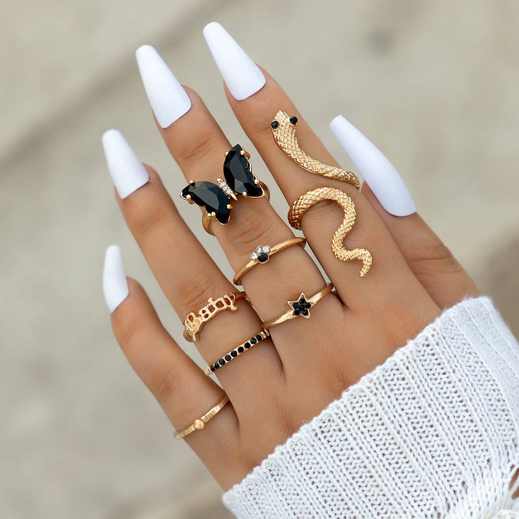 Butterfly 7 Piece Fashion Rings