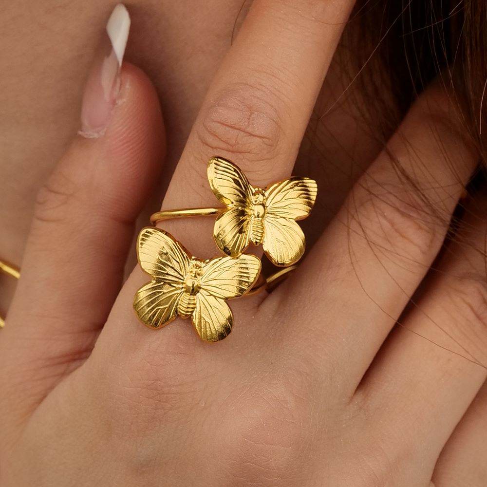 Gold Butterfly Duo Fashion Ring