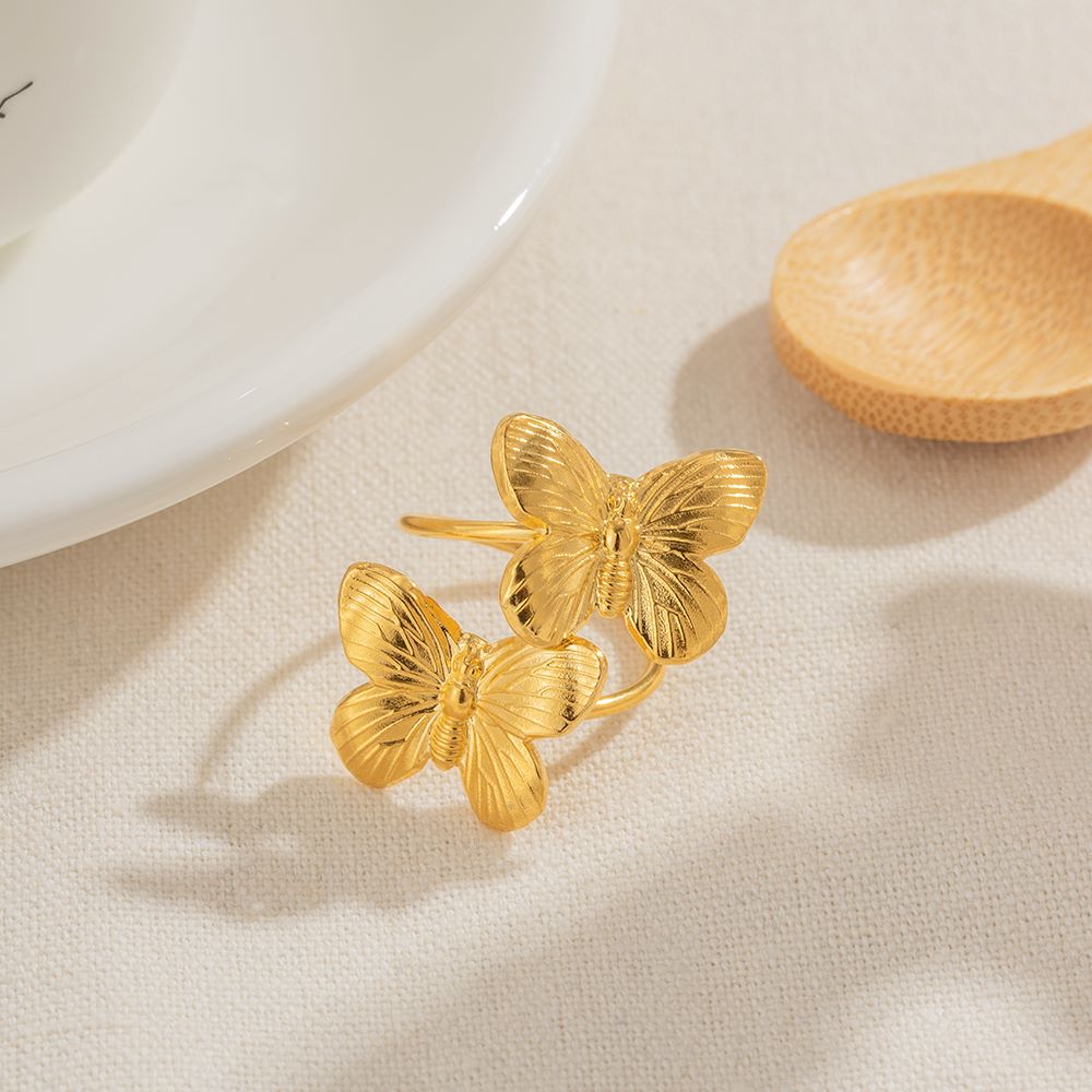 Gold Butterfly Duo Fashion Ring
