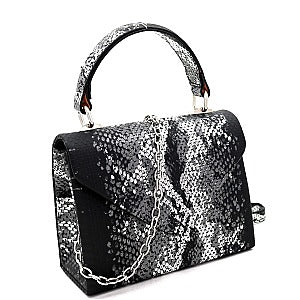Metallic Snake Printed Cross Body Purse