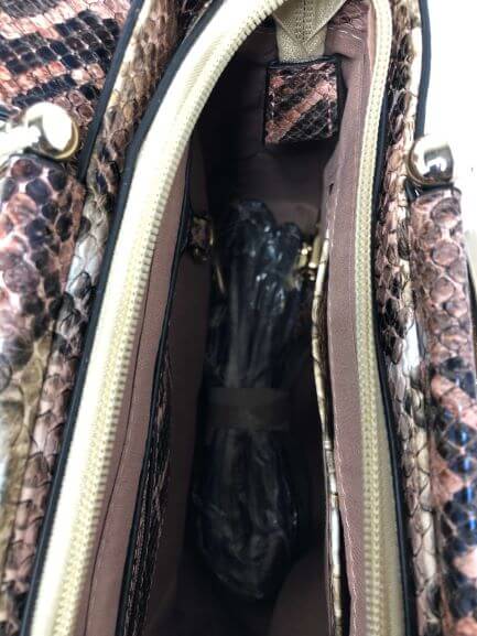 Bee Charm Snake Printed Handbag