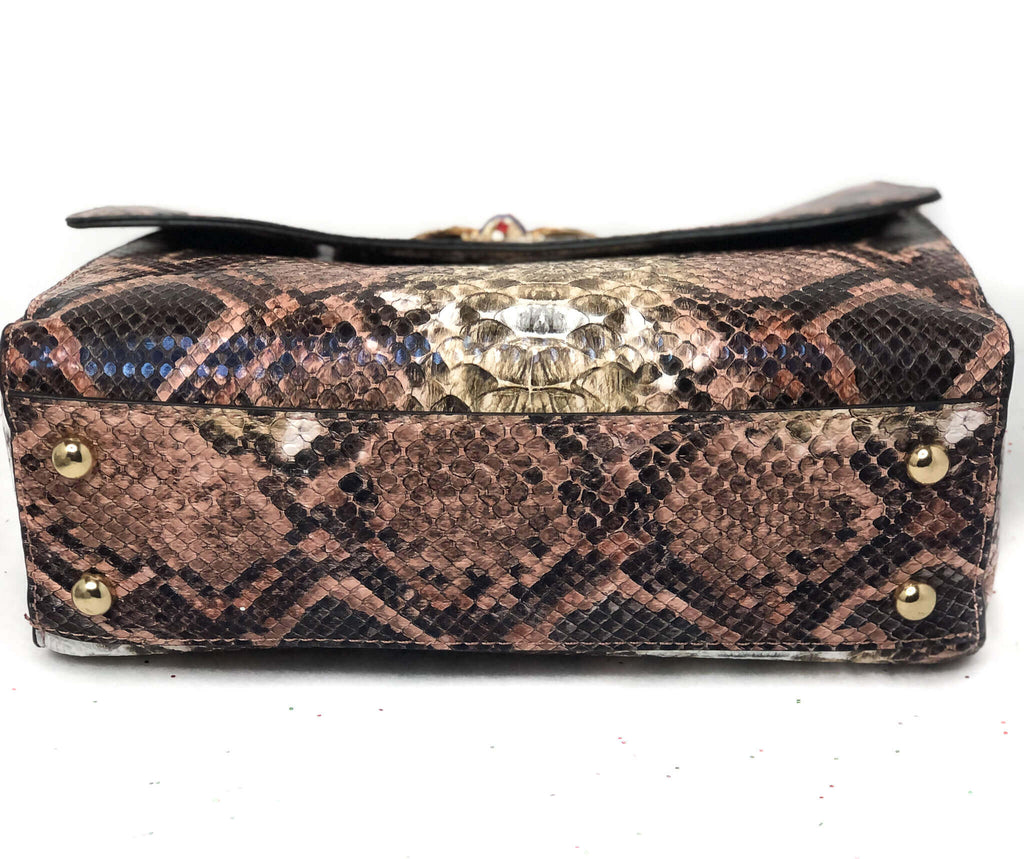 Bee Charm Snake Printed Handbag