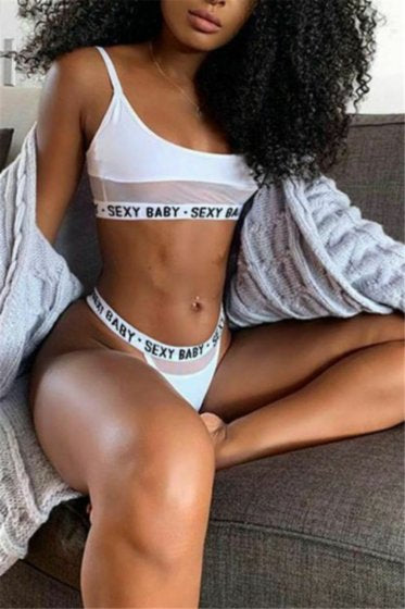 White Mesh Panty Set